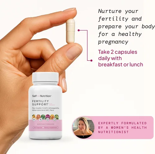 Vista 2 de Apoyo para la fertilidad de SELF NUTRITION para mujeres Concepción para ella, coenzima Q10, ashwagandha, mioinositol y más Apoyo