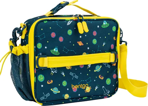 Vista 26 de Bentgo Bolsa de almuerzo con estampado para niños, doble aislamiento, reutilizable, para niños de más de 3 años, correa ajustable; sostiene