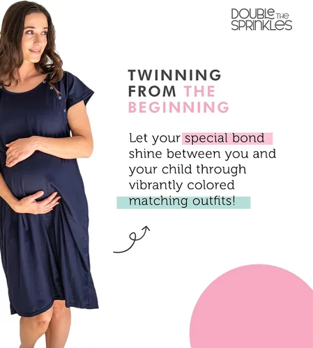 Vista 2 de DOUBLE THE SPRINKLES Labor & Delivery Gown - Maternity Birthing Robe for Moms - Comfortable Nursing & Feeding Access