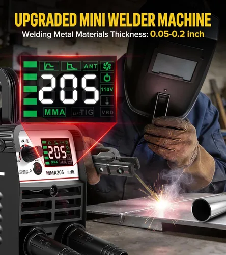 Vista 2 de HONE Máquina de Soldadura MINI Mejorada, 205 Amperios Incluye 25 Varillas Soldador de Electrodo con Soldadura Lift Tig, Máquina Soldadora Mini