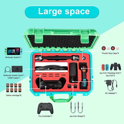 Vista 2 de Carrying Case for Nintendo Switch Travel Case, Professional Deluxe Waterproof Case Soft Lining Hard Case for Nintendo Switch OLED Model Console