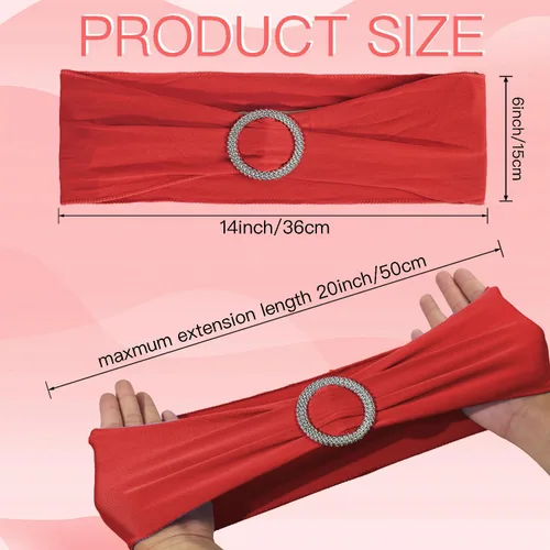 Vista 20 de WJWHQ 100 piezas de cintas elásticas de elastano con lazos para sillas, bandas de cubierta de silla con hebilla deslizante para eventos de boda