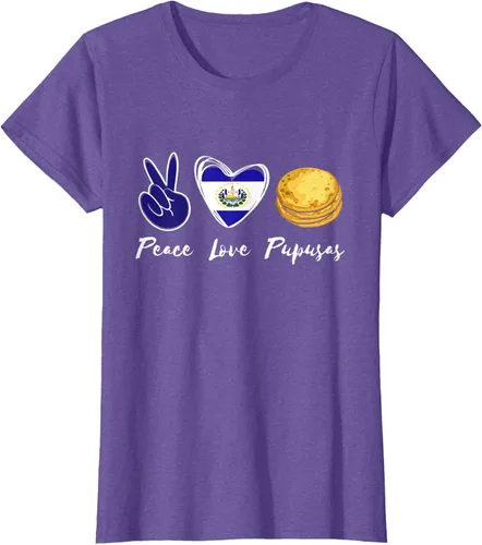 Vista 25 de Pupusas Lover Love Peace El Salvadaor Camiseta Comida Salvadoreña