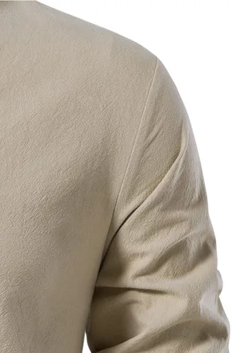Vista 5 de LucMatton - Camisas de manga larga de estilo retro de algodón 100 para hombres de estilo medieval vikingo o hippie