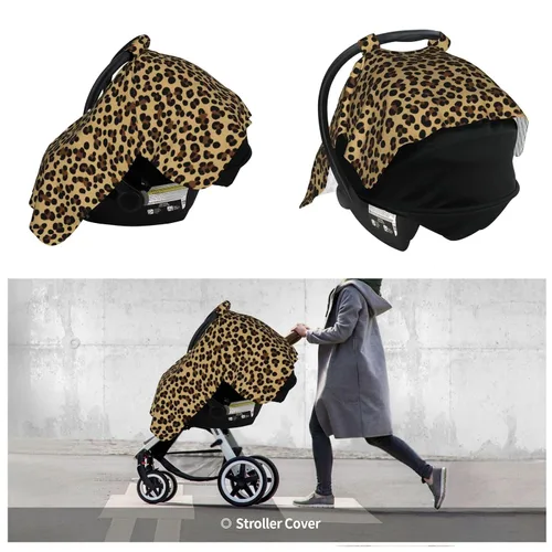 Vista 7 de KiuLoam Toldo de asiento de coche con estampado de guepardo de leopardo animal, funda de lactancia materna, elástica, suave, transpirable