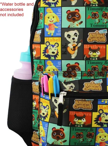 Vista 5 de Nintendo Animal Crossing Mochila escolar de 16 pulgadas para niños, Negro, talla única , Nintendo Animal Crossing Kids - Mochila escolar de 16