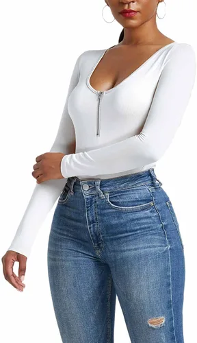 Vista 3 de EOYDVO Mono de manga larga con cremallera y cuello redondo para mujer
