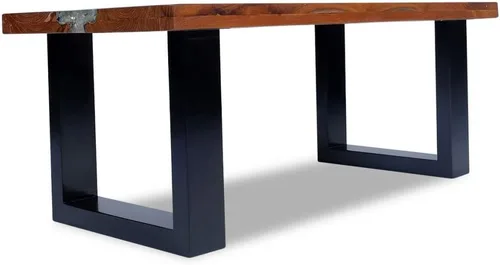 Vista 7 de Festnight Mesa auxiliar rectangular de madera de teca de resina hecha a mano para sala de estar, decoración del hogar, muebles, 39.4 x 19.7 x 15.7