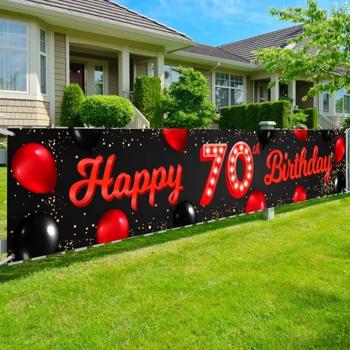 Vista 65 de Cartel de feliz cumpleaños número 10 color rojo y negro, globos para decoración temática para patio, jardín, niñas, mujeres, princesas, decoraciones