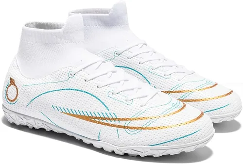 Vista 6 de JIEBUNIAO Botas de fútbol para hombre, zapatos de fútbol profesionales de alta calidad, para interiores y exteriores, cómodos tenis atléticos