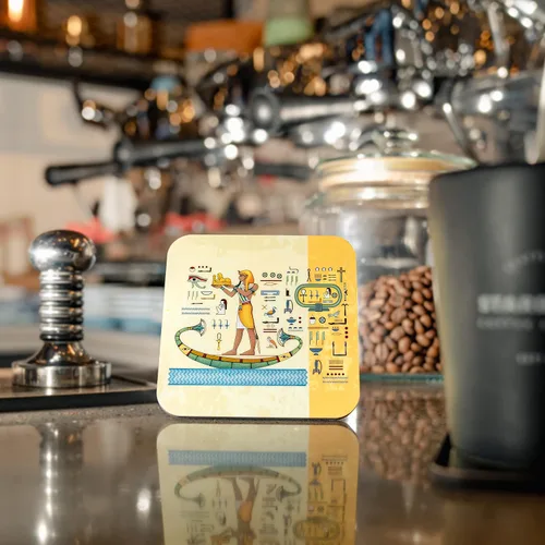 Vista 4 de Posavasos de alta calidad diseñados por IA – ideales para bebidas calientes en mesas de café y comedor – Juego de posavasos divertidos, frescos