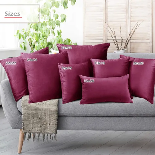 Vista 6 de Nestl Fundas de cojín decorativas, acogedoras fundas de cojín de terciopelo magenta de 51 x 51 cm, suaves fundas de cojín sólidas para sofá, cama