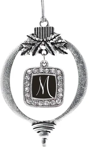 Vista 99 de Inspired Silver - Adorno con dije de reina de rodillo - Adornos navideños cuadrados de plata con joyas de circonita cúbica