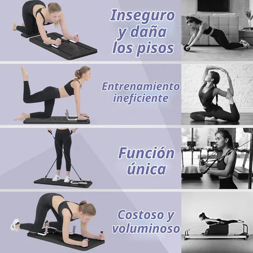 Vista 6 de JANUA Pilates Board - Pilates Reformer Set, Multi-Purpose Foldable Pilates Reformer Board for Home, 5 in 1 Pilates Sliding Board