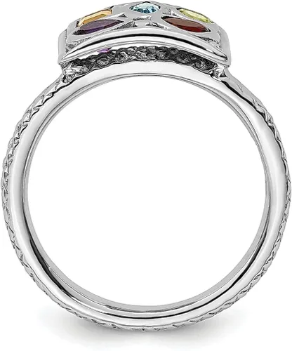 Vista 2 de ICE CARATS 925 Sterling Silver Gemstone Stackable Ring Stone Birthstone January Garnet February Amethyst August Peridot November Citrine December