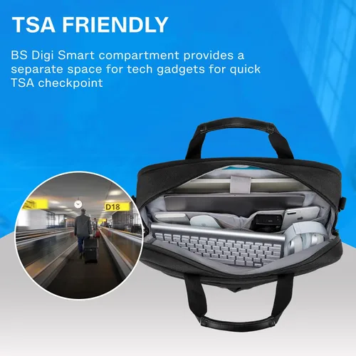 Vista 4 de BAGSMART Bolsa para laptop, maletín de 15.6 pulgadas para hombres, bolsa de computadora con cerradura para trabajo, bolsa de hombro estilo bandolera