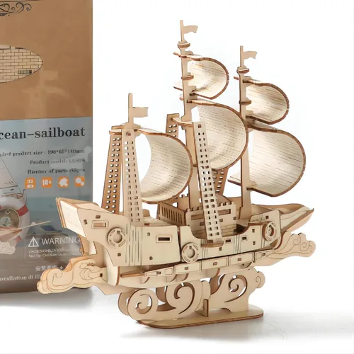 Vista 13 de Rompecabezas de madera 3D en kits de modelos de dirigibles, acertijos cerebrales y rompecabezas para Navidad/Cumpleaños, regalos para adultos