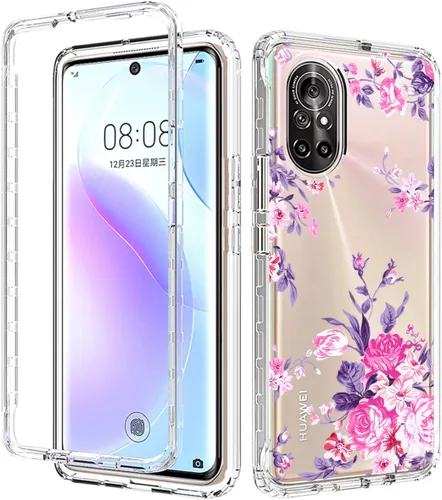 Vista 6 de Funda para Nova 8, ANG-L22B ANG-L21B con protector de pantalla de vidrio templado, suave 360 cuerpo completo, a prueba de golpes, híbrida