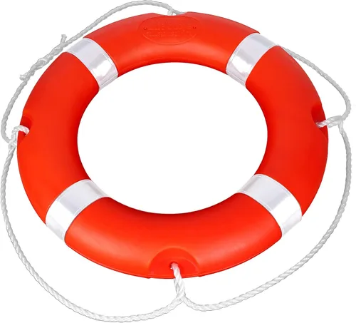 Vista 10 de Anillo salvavidas para la seguridad de la navegación, anillos de seguridad para barcos de 23 y 28 pulgadas con tira reflectante y líneas de agarre