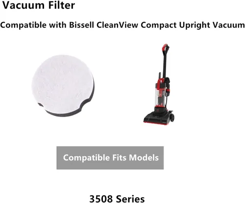 Vista 2 de Filtros de repuesto para aspiradora vertical compacta Bissell CleanView, parte 1604896, compatible con modelos 3508 (paquete de 2)