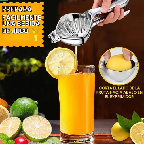 Vista 3 de Exprimidor de limón grande, exprimidor de limón de acero inoxidable, exprimidor manual para limón, cítricos, naranja, uva y lima
