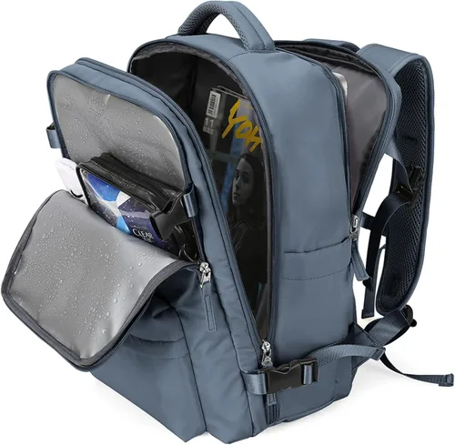 Vista 34 de WONHOX - Mochila grande, aprobada para vuelo, unisex, para viajes, trabajo, negocios o laptop, a1-Negro, Medium