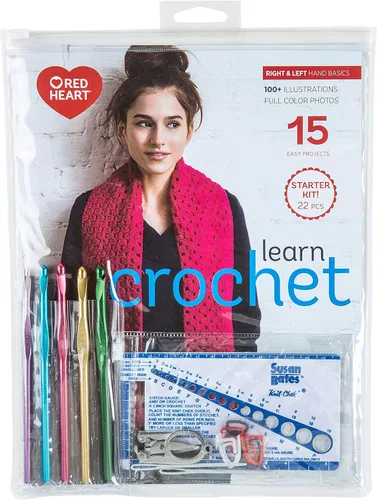 Vista 3 de Red Heart Kit de tejido para principiantes, My Knitting Teacher, juego