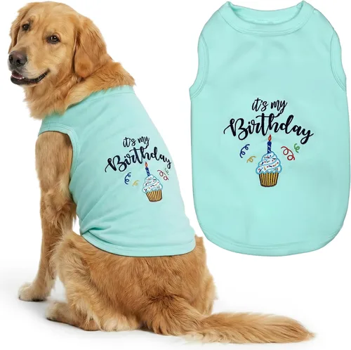 Vista 28 de Camiseta para perro Parisian Pet con palabras bordadas "Es mi cumpleaños" - Camiseta sin mangas para cumpleaños de perro - Chaleco ligero