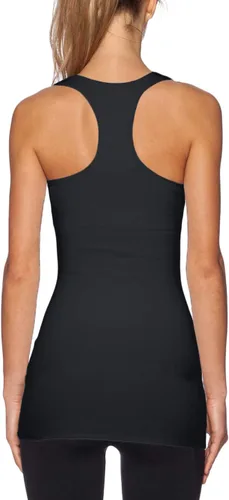 Vista 2 de TAIPOVE Camisetas largas sin mangas para mujer de algodón para capas con espalda cruzada extra largas para ropa deportiva, paquete de 3