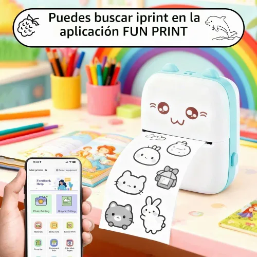 Vista 3 de HomeBeyond Mini impresora térmica, impresora Bluetooth inalámbrica para iOS Android, papel de impresión de 13 rollos, recibo portátil, foto sin