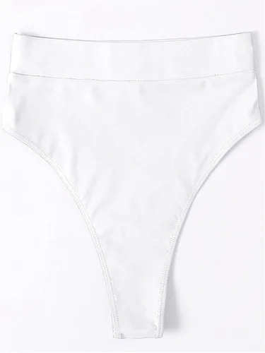 Vista 5 de MakeMeChic Pantalones de bikini sólidos de cintura alta para mujer