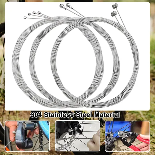 Vista 5 de Taiss Cable universal de freno de bicicleta, desviador de cambio de bicicleta, kit de carcasa de cable de bicicleta con juntas tóricas y tapas