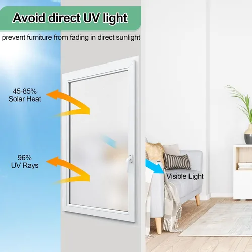 Vista 3 de vivinin Película de vidrio esmerilado para ventana, 17.3 x 236.2 pulgadas, película de privacidad anti UV, película de privacidad para ventana