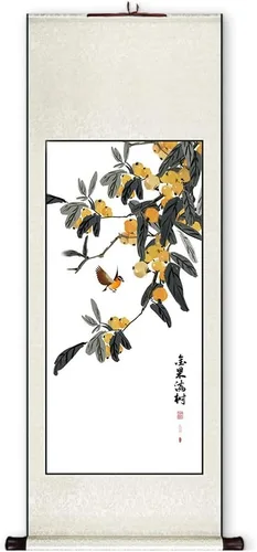 Vista 9 de Xzhipeng Pergamino Pintura colgante vertical Flor pájaro Pintura china Porche Pasillo Pasillo Pintura colgante Pergamino Sala de estar Comedor