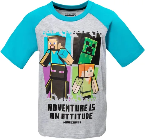 Vista 5 de Minecraft Paquete de 3 camisetas gráficas de manga corta para niños de Mobs