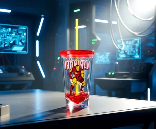 Vista 6 de JUST FUNKY Marvel Retro Iron Man Taza de carnaval de 19 oz