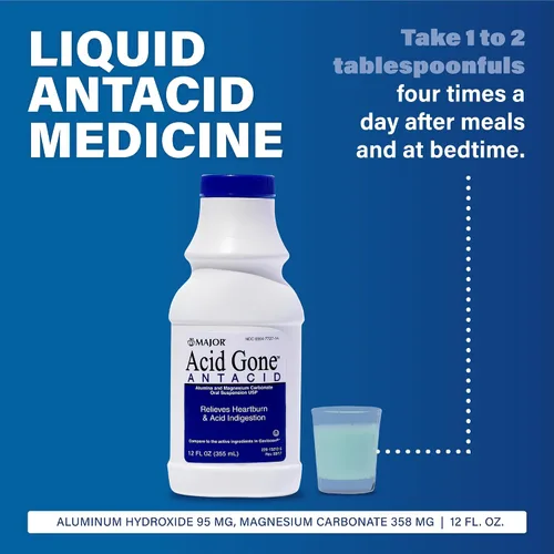 Vista 3 de Major Acid Gone - Antiácido líquido – Medicina para el reflujo ácido para adultos – Alivio del malestar estomacal, indigestión ácida y acidez