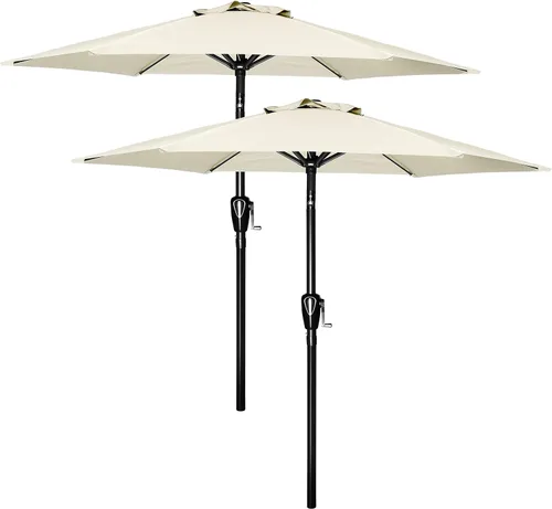 Vista 15 de YSSOA Sombrilla de patio de 7.5 pies con 6 varillas resistentes, color beige