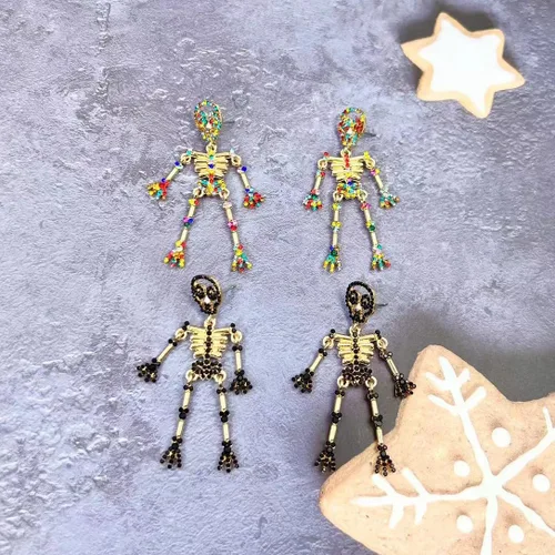 Vista 7 de Skeleton Skull Earrings for Women Gothic Spooky Ghost Hanging Skeleton Dangle Earrings Halloween Theme Jewelry Gift