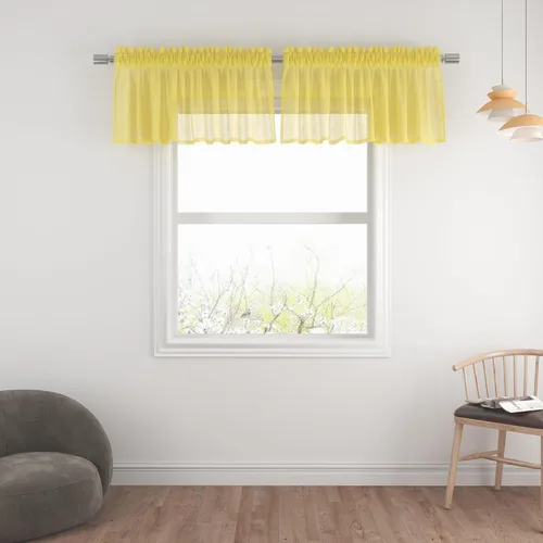 Vista 95 de UPOPO Paneles de Cortina Beige Pequeños Cortinas Transparentes de Gasa de 16 Pulgadas de Largo Cortinas de Cocina de Voile con Textura de Lino