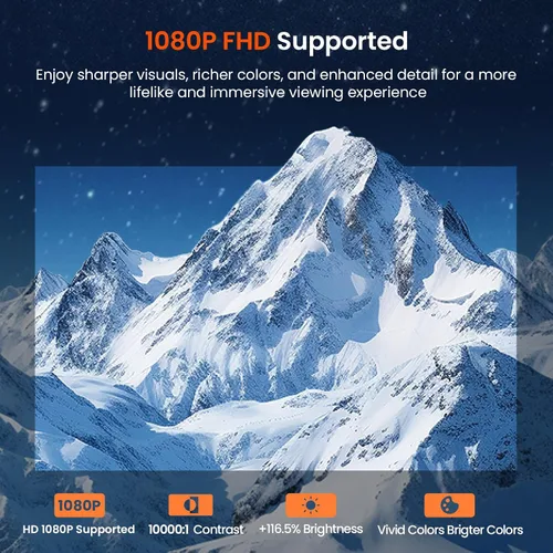 Vista 6 de Mini proyector con WiFi y Bluetooth, proyector de películas portátil con rotación de 180°, compatible con HD de 1080P, Keystone vertical automático