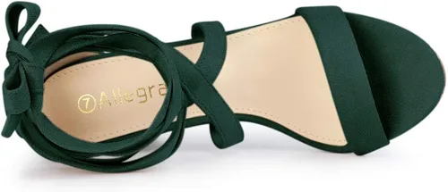 Vista 4 de Allegra K Sandalias de tacón de bloque con cordones para mujer