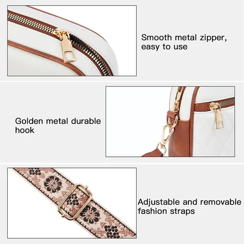 Vista 4 de Telena Crossbody bags for Women Trendy Quilted Crossbody Bag Faux Leather Purse with Wide Strap