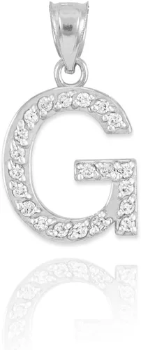 Vista 39 de Claddagh Gold . Collar con colgante de letra inicial de plata de ley 925 con circonita cúbica - Elección de tamaños
