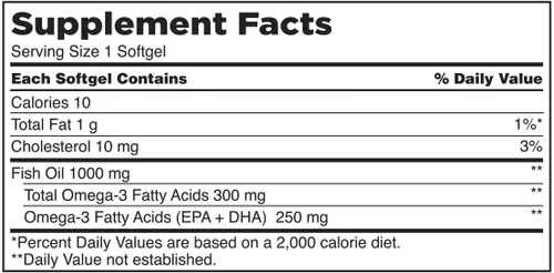 Vista 4 de Aceite de pescado Signature 1000 mg., 1000 mg de aceite de pescado 250 mg de EPA + DHA Omega-3, por porción, 400 cápsulas blandas