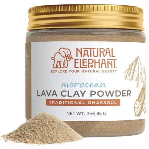Vista 6 de Natural Elephant Ghassoul (Rhassoul) - Polvo de arcilla de lava marroquí Polvo de máscara facial y corporal 100% puro y natural Bolsa de 1 libra