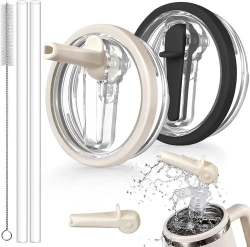 Vista 24 de Tapa a Prueba de Fugas de 30oz para Vaso Stanley Quencher H2.0, Tapa de Repuesto con Popote Abatible para Vaso de 30 oz Sin Derrames Cubierta