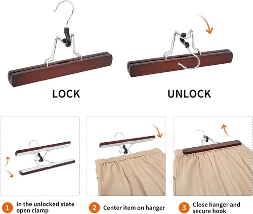Vista 2 de Amazon Basics Perchas de madera para pantalones, organizador de armario, cereza, paquete de 10