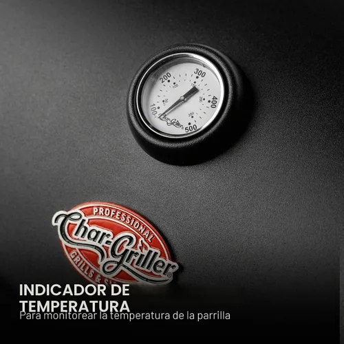 Vista 5 de Char-Griller® Parrilla de barril de carbón Pro Deluxe, bandeja de cenizas EasyDump™, estantes delanteros y laterales de alta calidad con ganchos