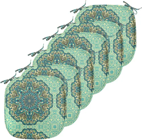 Vista 8 de Ambesonne Flamingo - Cojín de asiento para silla, diseño de fantasía exótica con elementos de vida silvestre hawaiana en colores pastel, acolchado